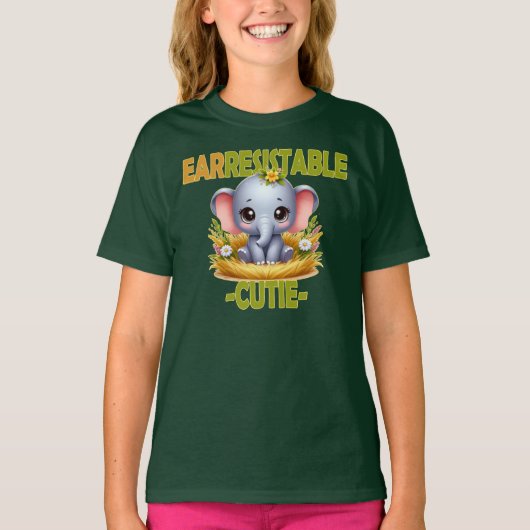 Earresistible Cutie leuke woordspeling. Baby Eleph T-shirt (Voorkant)