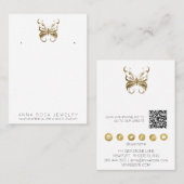 *~* EARRING DISPLAY QR Gold Glitter Butterfly Busi Visitekaartje (Voorkant / Achterkant)
