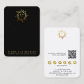*~* EARRING DISPLAY Sun QR Social Media Black Busi Visitekaartje (Voorkant / Achterkant)