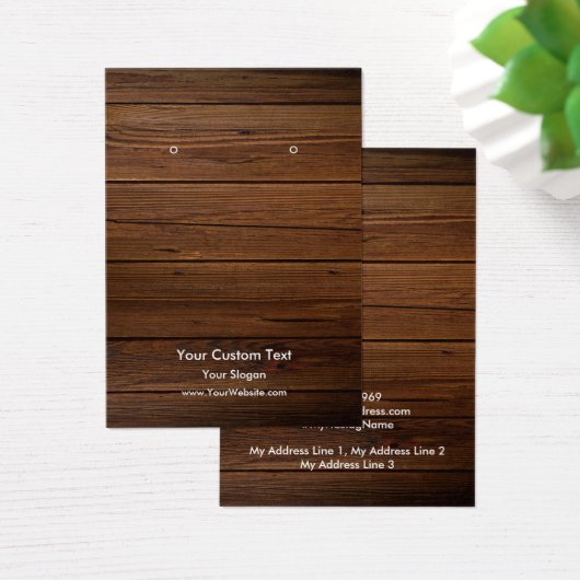 Earring Jewellery Display Card, Rustic Wood Ring Visitekaartje (Bureau)