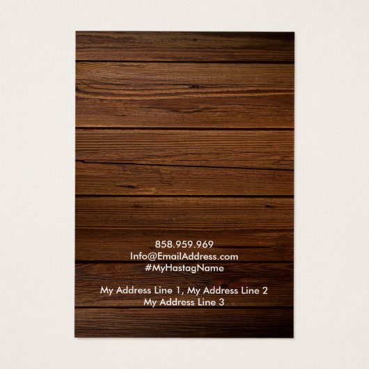 Earring Jewellery Display Card, Rustic Wood Ring Visitekaartje (Achterkant)