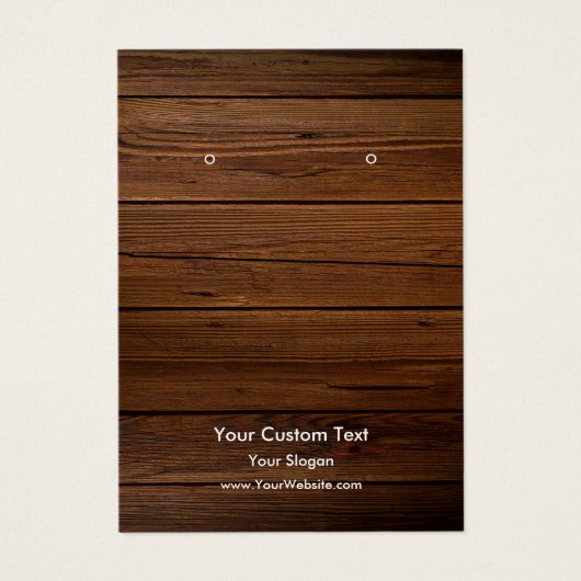 Earring Jewellery Display Card, Rustic Wood Ring Visitekaartje (Voorkant)