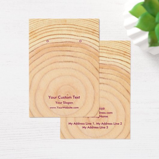Earring Jewellery Display Card, Rustic Wood Ring Visitekaartje (Bureau)