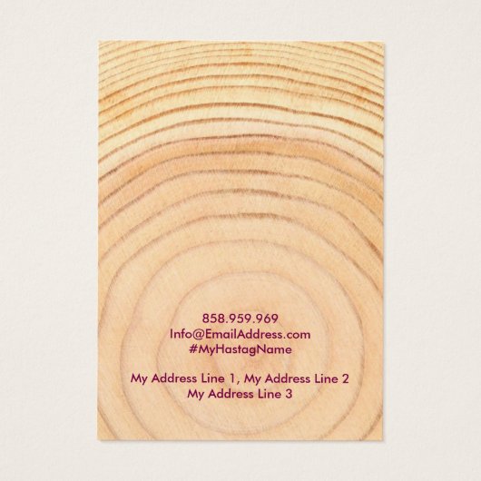 Earring Jewellery Display Card, Rustic Wood Ring Visitekaartje (Achterkant)