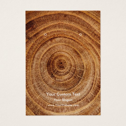 Earring Jewellery Display Card, Rustic Wood Ring Visitekaartje (Voorkant)