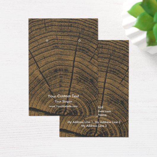 Earring Jewellery Display Card, Rustic Wood Ring Visitekaartje (Bureau)