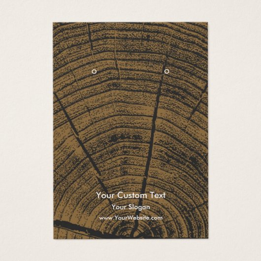 Earring Jewellery Display Card, Rustic Wood Ring Visitekaartje (Voorkant)
