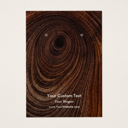 Earring Jewellery Display Card, Rustic Wood Ring Visitekaartje (Voorkant)