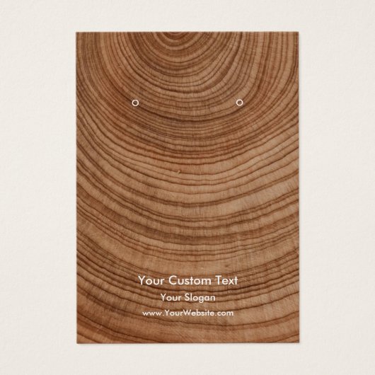 Earring Jewelry Display Card, Rustic Wood Ring Visitekaartje (Voorkant)