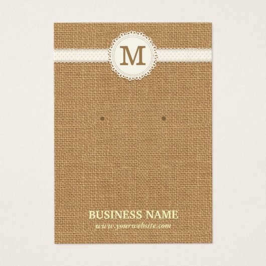 Earring & Jewelry Rustic Burlap Display Card Visitekaartje (Voorkant)