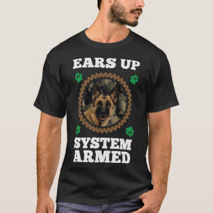 Ears Up Systeem Gewapende Camouflage Hond Duitse h T-shirt