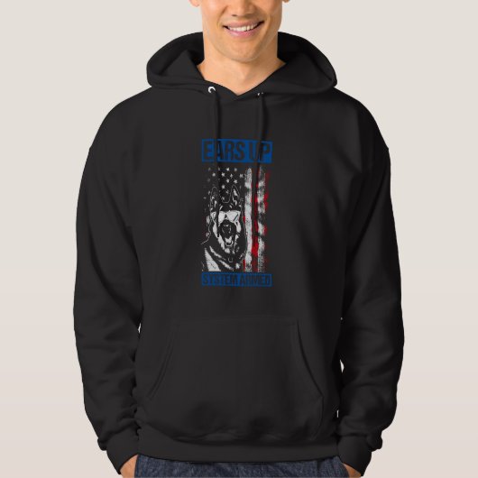 EARS UP SYSTEM BEWAPENDE Duitse Herder Patriottisc Hoodie (Voorkant)