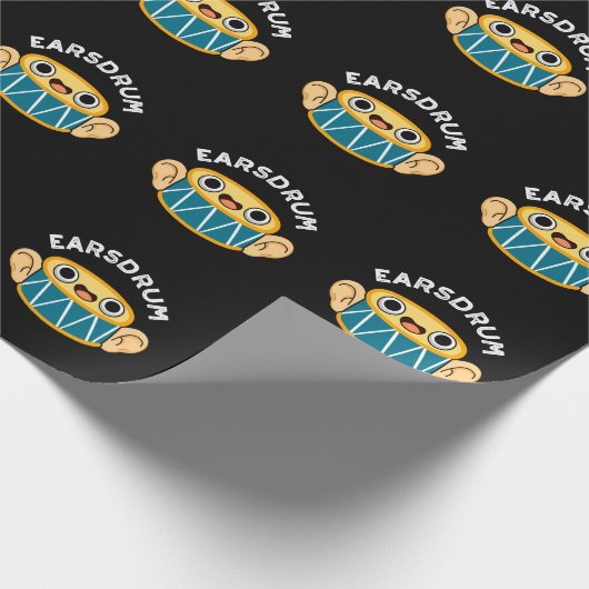 Earsdrum Funny Drummer Eardrum Pun Dark BG Cadeaupapier (Hoek)