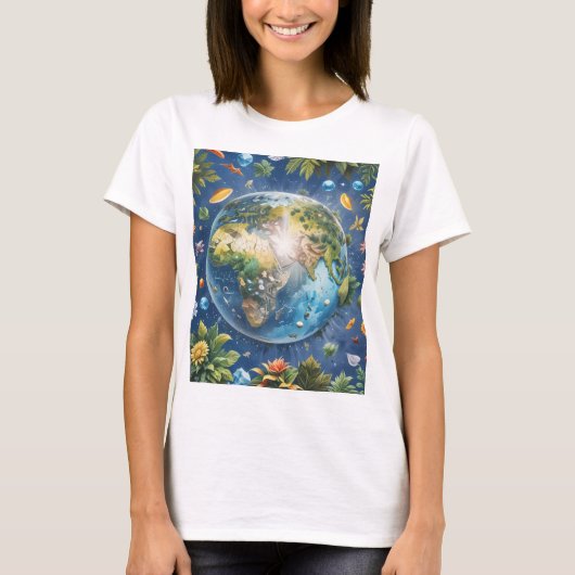 Earth afbeelding T-shirt met korte mouwen (Voorkant)