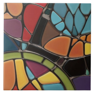 Earth Air Fire Faux Glas in lood Mozaïek Abstract Tegeltje