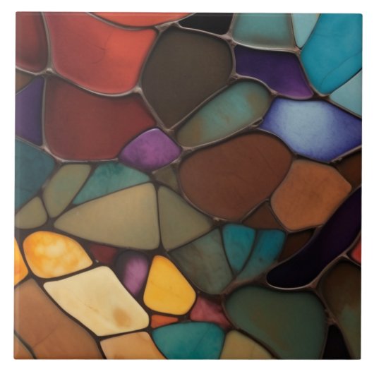 Earth Air Fire Faux Glas in lood Mozaïek Abstract Tegeltje (Voorkant)