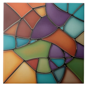 Earth Air Fire Faux Glas in lood Mozaïek Abstract Tegeltje