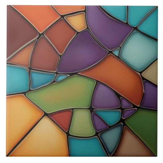 Earth Air Fire Faux Glas in lood Mozaïek Abstract Tegeltje (Voorkant)