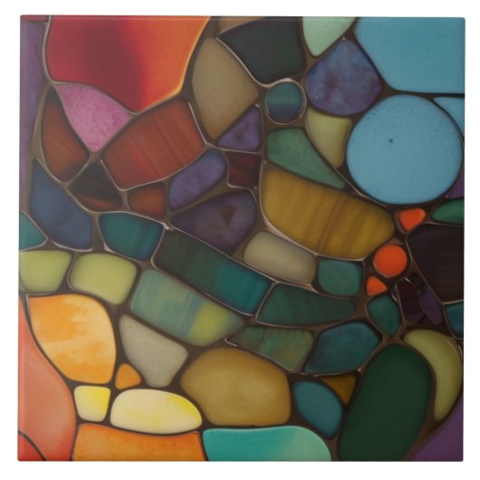 Earth Air Fire Faux Glas in lood Mozaïek Abstract Tegeltje (Voorkant)