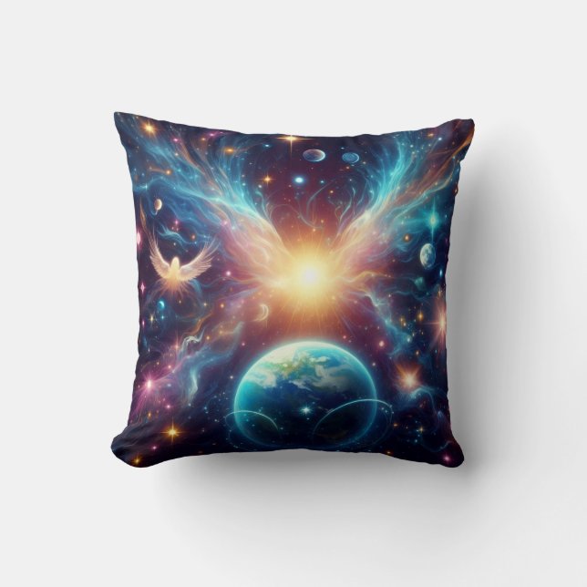 Earth and Outer Space on a Decorative Throw Pillow Kussen (Voorkant)