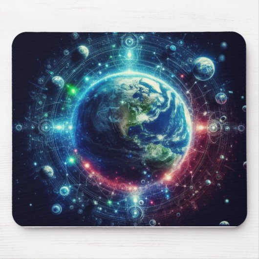 Earth and Planets Outer Space Mousepad Muismat (Voorkant)