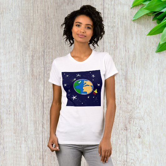 Earth And Satellite Womens T-Shirt