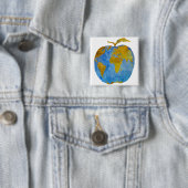 Earth Apple Vierkante Button 5,1 Cm (In situ)