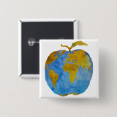 Earth Apple Vierkante Button 5,1 Cm (Voorkant /achterkant)