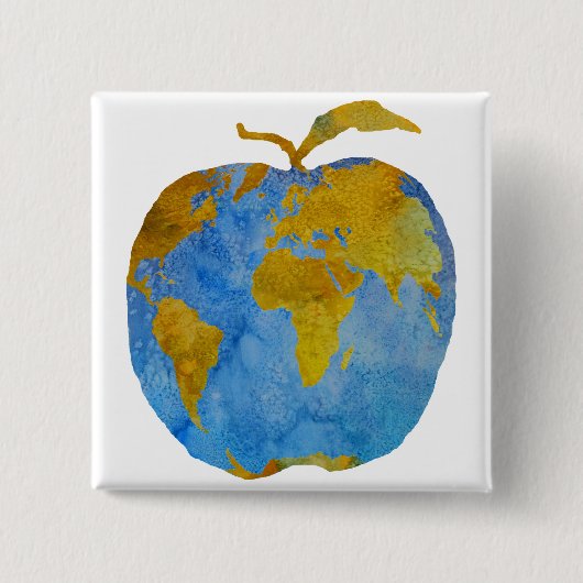 Earth Apple Vierkante Button 5,1 Cm (Voorkant)