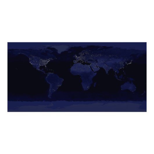 Earth at Night Panoramic city lights from Space Foto Afdruk (Voorkant)