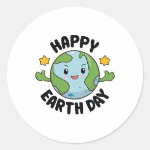 Earth Awareness Day Schattigee planeet Happy Earth Ronde Sticker