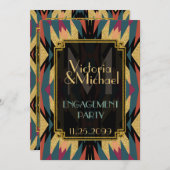 Earth Aztec Modern Art Deco Engagement Party Kaart (Voorkant / Achterkant)