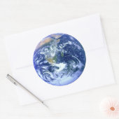 Earth Blue Marmer Ronde Sticker (Envelop)