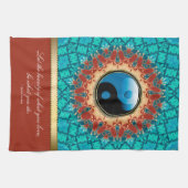 Earth Blue YinYang New age Art Quote Tea Towel Theedoek (Horizontaal)