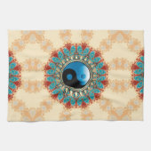 Earth Blue YinYang New age Flower Tea Towel Theedoek (Horizontaal)
