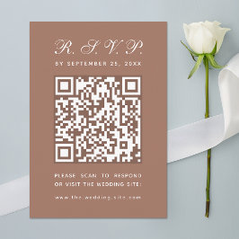 Earth Brown QR Code Eenvoudige Kalligrafie Trouwen RSVP Kaartje