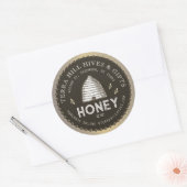 Earth Brown & Taupe Honing Label met Skep & Bijen (Envelop)