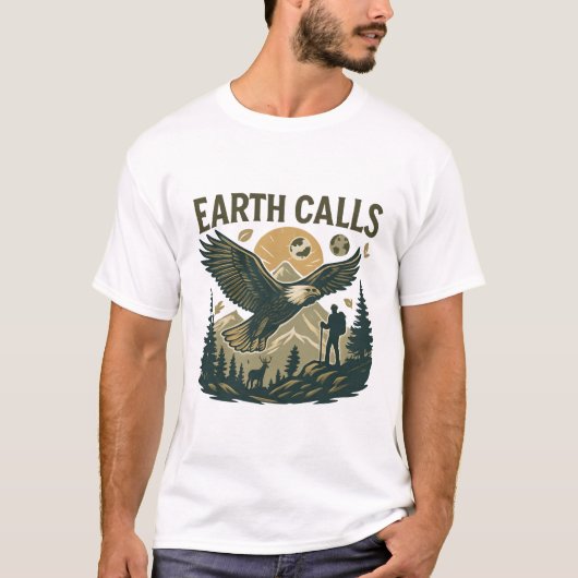 Earth Calls Eagle Mountain Nature Design T-shirt (Voorkant)