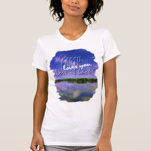 Earth Celebration Blue Summer Sky en Water T-Shir T-shirt (Voorkant)