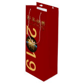 Earth Chinese varkensjaar 2019 Wine Gift bag Wijn Cadeautas (Voorkant Gekanteld)