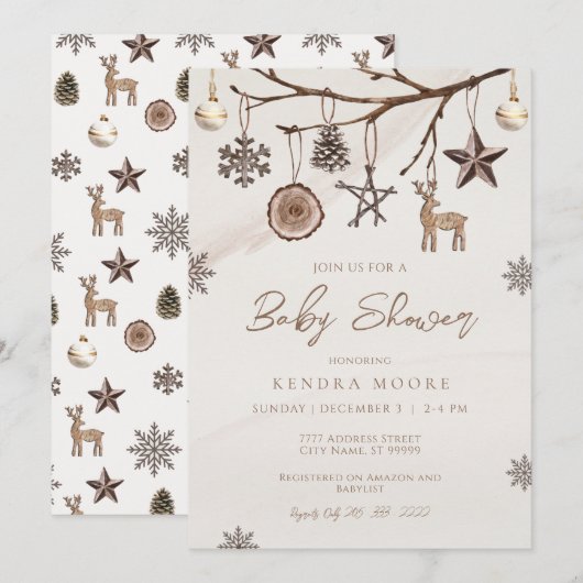 Earth Christmas Baby shower Invitation Kaart (Voorkant / Achterkant)