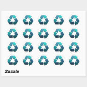 Earth Climate Change Blue Glitter Recyclen symbool Ronde Sticker (Vel)