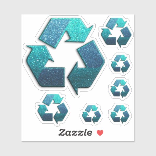 Earth Climate Change Blue Glitter Recyclen symbool Sticker (Vel)