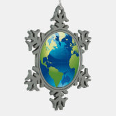 Earth continent wereldbol Pewter ornament (Links)