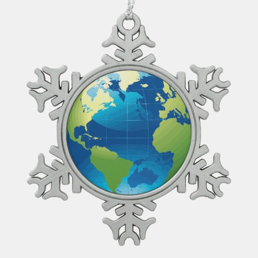 Earth continent wereldbol Pewter ornament (Voorkant)