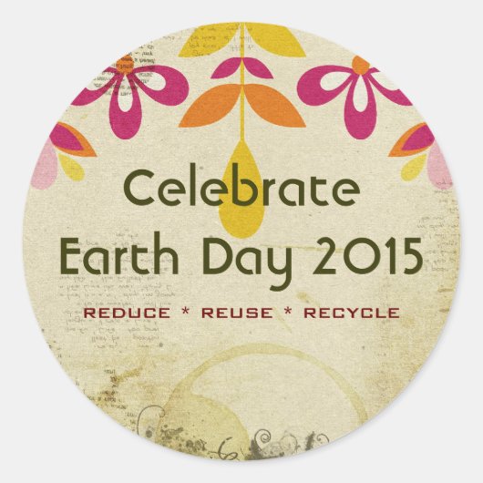 Earth Day 2015 Bloemen Abstracte Stickers (Voorkant)