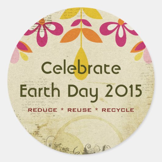 Earth Day 2015 Bloemen Abstracte Stickers (Voorkant)