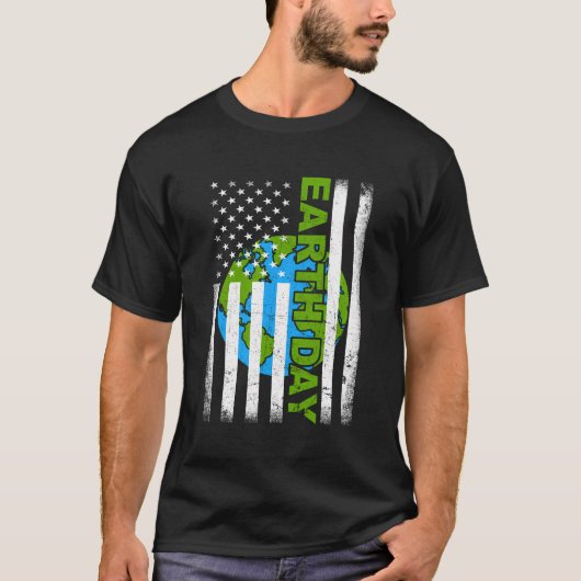 Earth Day 2022 American Flag Environmental Awarene T-shirt (Voorkant)