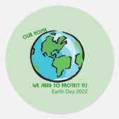 Earth Day 2022 Sustainable Planet Green Ronde Sticker (Voorkant)