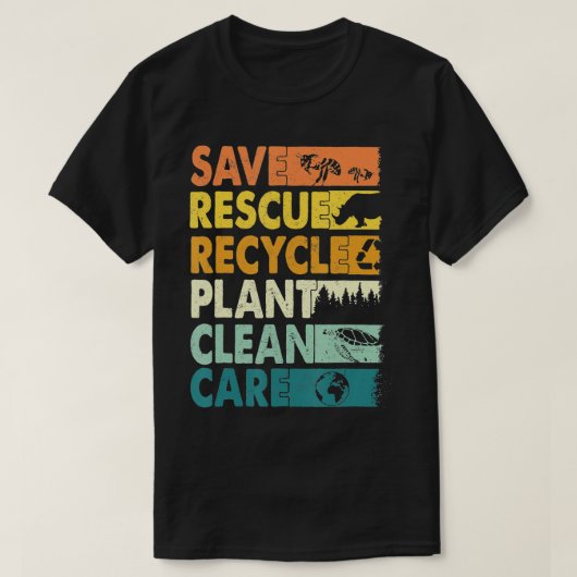 Earth Day 2023 Save bijes Rescue Animals Recycled T-shirt (Design voorkant)